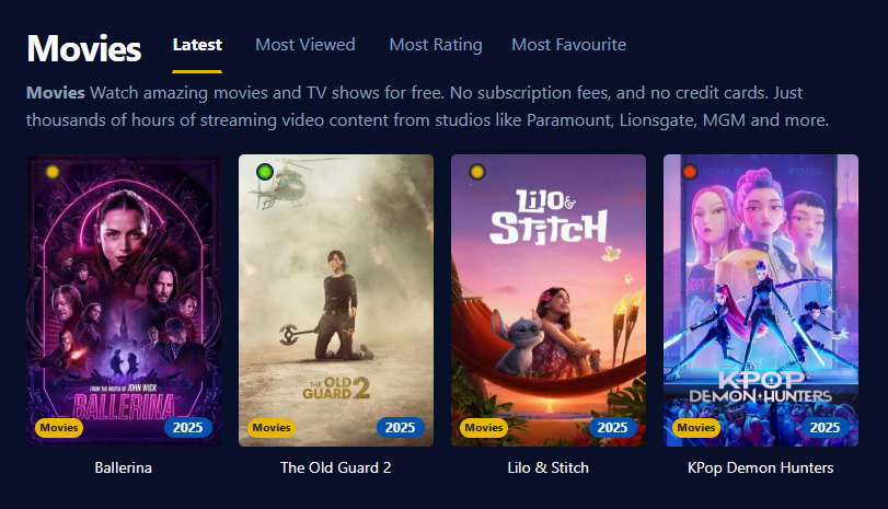 Screenshot of the Wooflix user interface